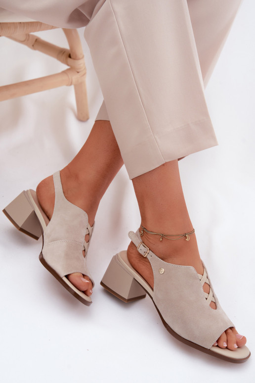 des sandalesActivéturalnego en daimu avec des talons Il fautciejka K7521-22 couleur ivoire