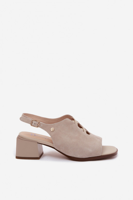 Sandalen met faux suede hakken Tai turiciejka K7521-22 ivoorkleur