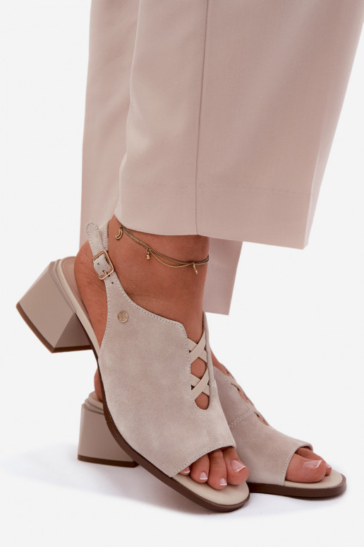 sandalenOpturalnego van suèdeu met hakken Het heeftciejka K7521-22 ivoor