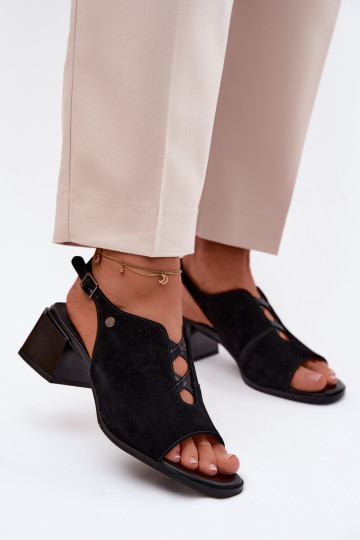 Sandales avec talons en suédine Tai turiciejka K7521-01 noir