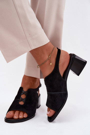 Sandales avec talons en suédine Tai turiciejka K7521-01 noir 2
