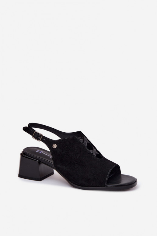 Sandales avec talons en suédine Tai turiciejka K7521-01 noir