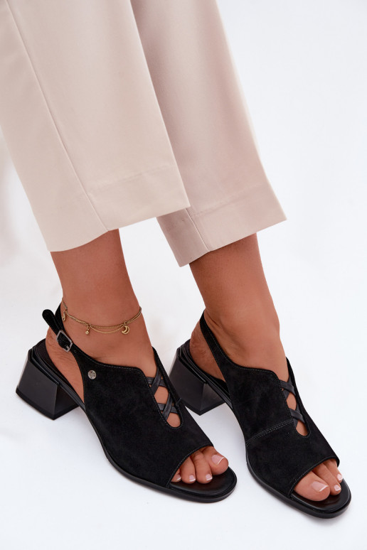 Sandales avec talons en suédine Tai turiciejka K7521-01 noir