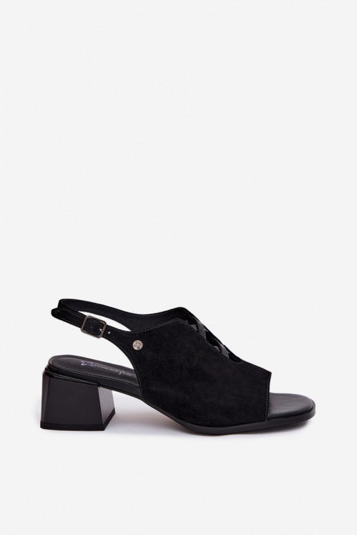 Sandalen met faux suede hakken Tai turiciejka K7521-01 zwart