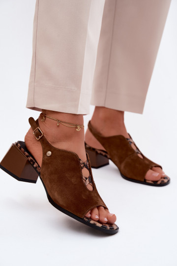 Sandalen met faux suede hakken Tai turiciejka K7521-14 bruin