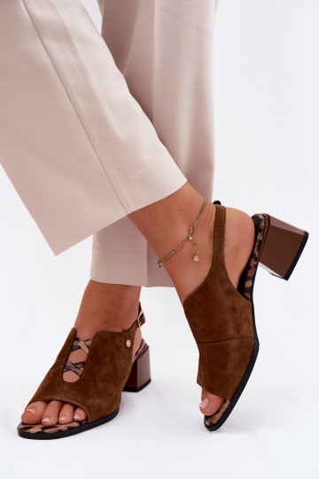 Sandalen met faux suede hakken Tai turiciejka K7521-14 bruin 2