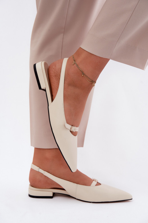 Dames sandalen met brede hakken Het heeftciejka K7449-22 ivoor