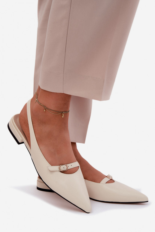 Sandales pour femmes avec des talons larges Il fautciejka K7449-22 couleur ivoire