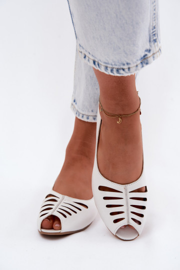 Ballerines ajouréesActivéturalnej Skóry Il fautciejka P7541-11 couleur blanche 2