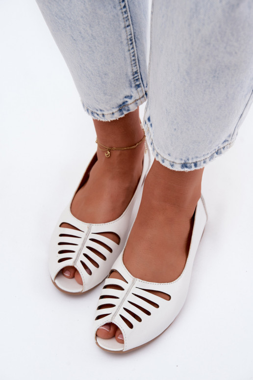 Ballerines ajouréesActivéturalnej Skóry Il fautciejka P7541-11 couleur blanche