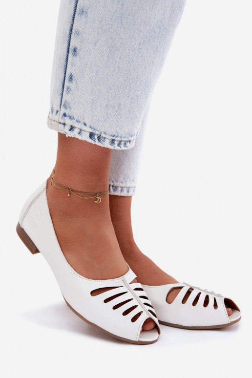 Ballerines ajouréesActivéturalnej Skóry Il fautciejka P7541-11 couleur blanche