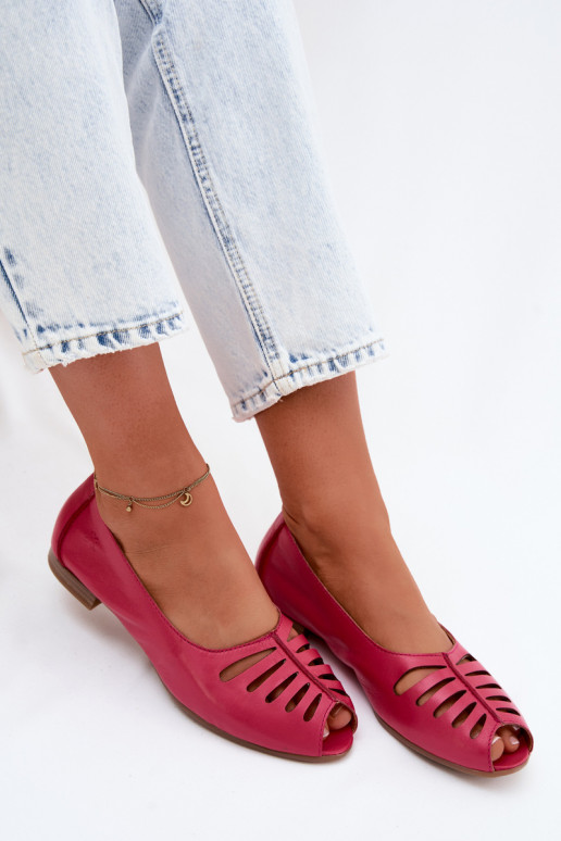 Ażurowe ballerina's van faux leer Tai turiciejka P7541-15 roze