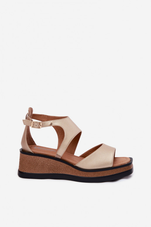 Leer Platform sandalen Het heeftciejka K7471-26 gouden kleur