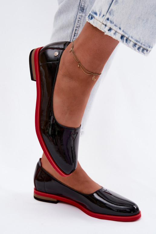 Haut Lackierte Ballerinas Es mussciejka K7463-01 schZuarze Farbe