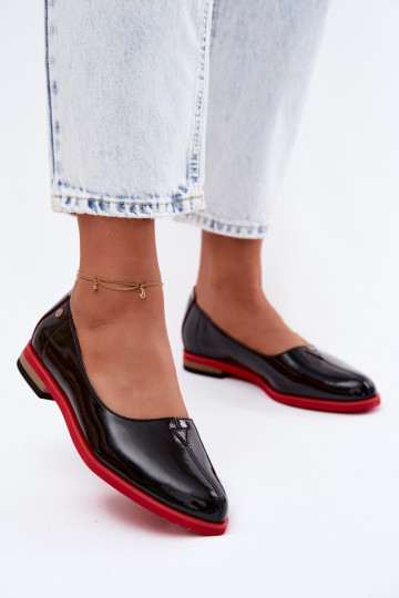 Peau Ballerines laquées Il fautciejka K7463-01 couleur noire 2
