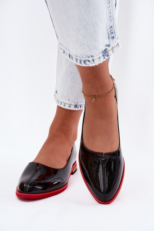 Peau Ballerines laquées Il fautciejka K7463-01 couleur noire
