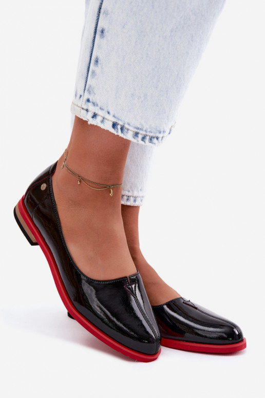 Haut Lackierte Ballerinas Es mussciejka K7463-01 schZuarze Farbe