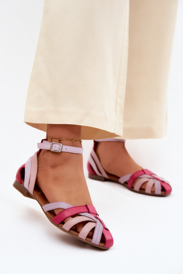 Sandales pour femmes avec des talons larges avec des bandes Il fautciejka P7539-15 rose-Couleur violette 2