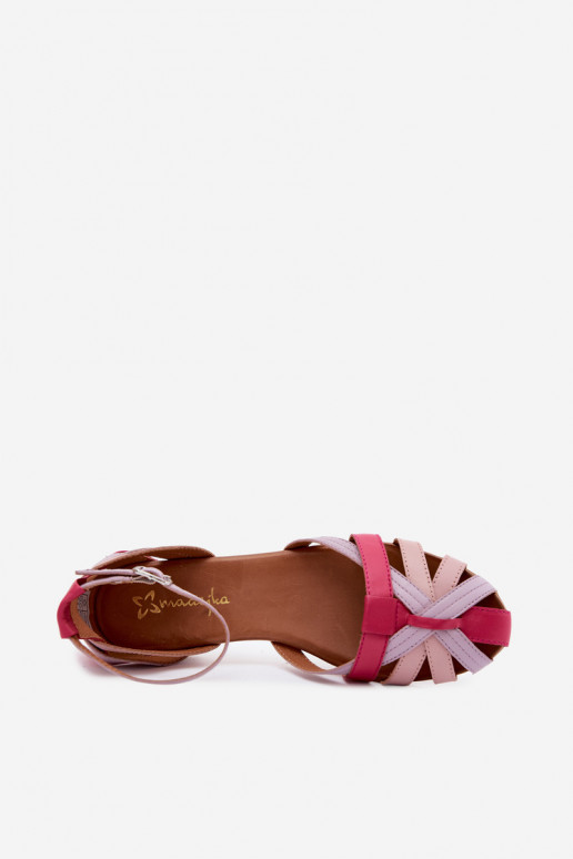 Dames sandalen met brede hakken en bandjes Tai turiciejka P7539-15 roze-paars