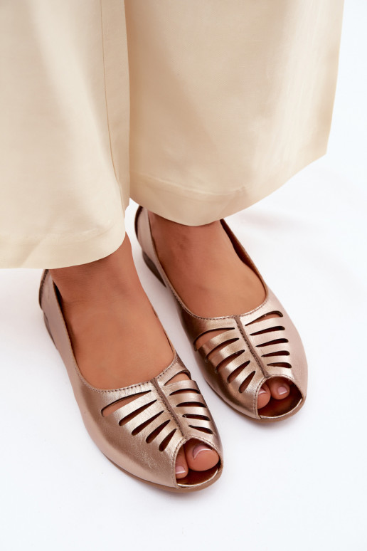 OpengeInerkte ballerinasOpturalnej Skóry Het heeftciejka P7541-32 gouden kleur