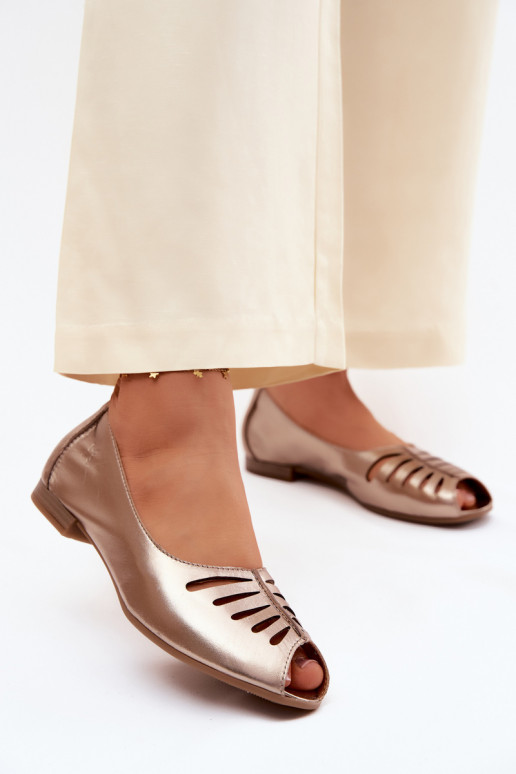 Ballerines ajouréesActivéturalnej Skóry Il fautciejka P7541-32 couleur dorée