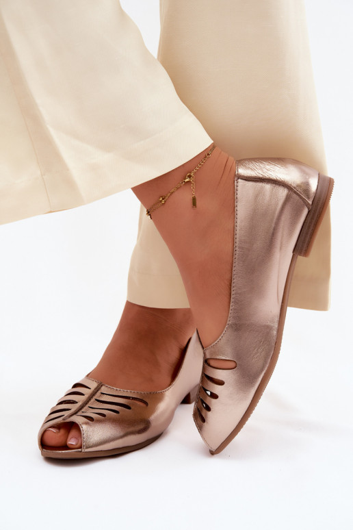 Ballerines ajouréesActivéturalnej Skóry Il fautciejka P7541-32 couleur dorée