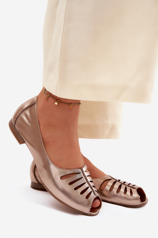 OpengeInerkte ballerinasOpturalnej Skóry Het heeftciejka P7541-32 gouden kleur