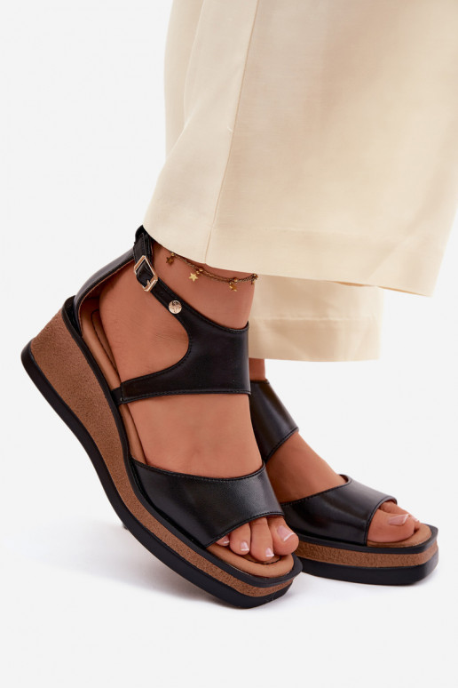 Peau Sandales à plateforme Il fautciejka K7471-01 couleur noire