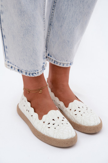 Espadrilles met elementen van opengeInerkt met bloemen Initte kleur Merivelle