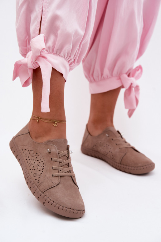 met elementen van opengeInerkt schoenenOpturalnego van suèdeu beige Flaria