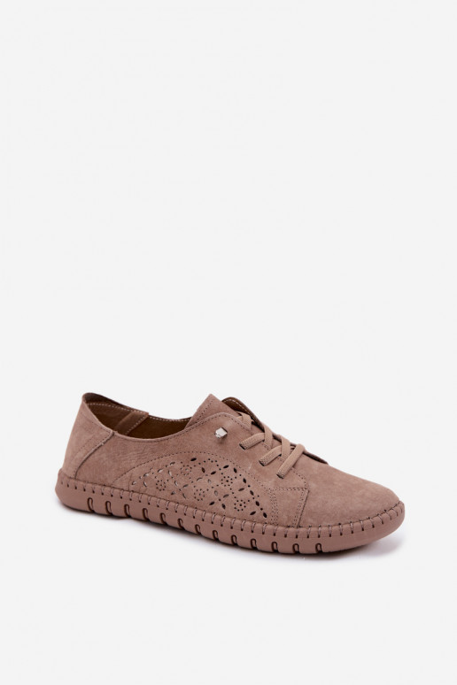 Chaussures avec éléments ajourés en daim synthétique couleur sable Flaria