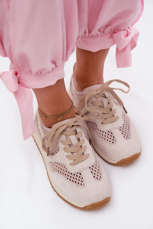 Sportieve schoenen met uitsnijdingen van faux suede in ivoorkleur Gelina