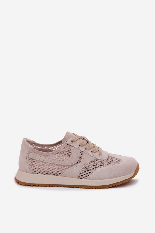 Chaussures de sport avec éléments ajourés en daim synthétique couleur ivoire Gelina