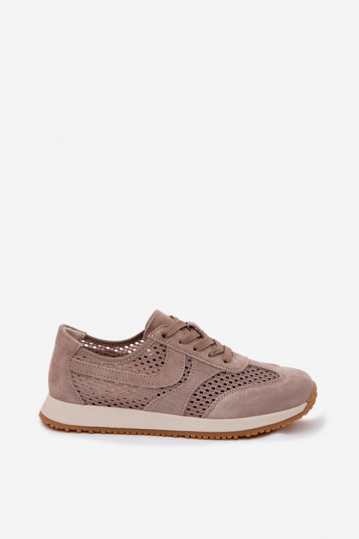 Sportieve schoenen met uitsnijdingen van faux suede in zandkleur Gelina