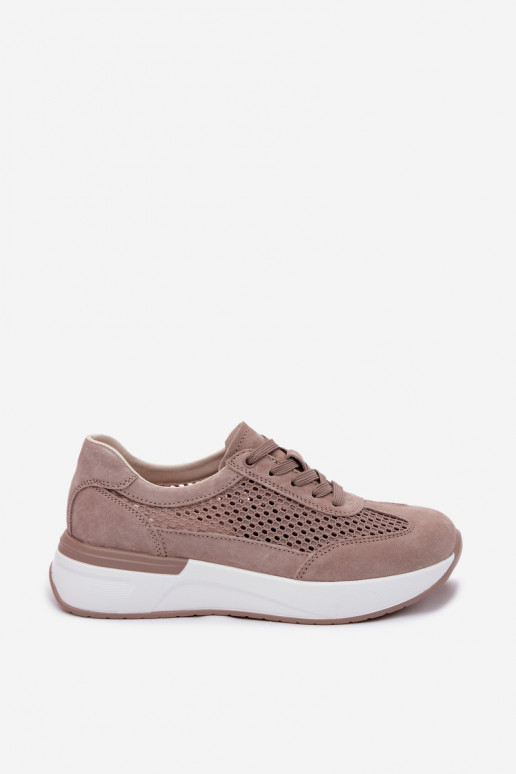Chaussures de sport en daim synthétique sur plateforme couleur sable Norisa