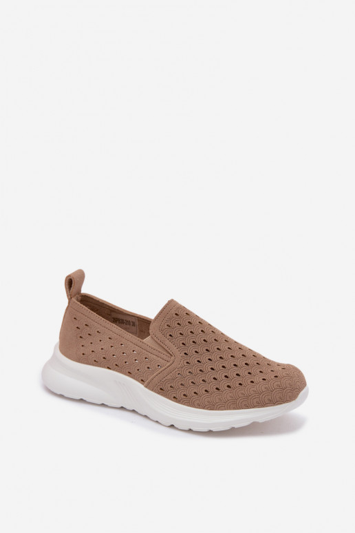 Instap schoenen met uitsnijdingen van faux suede in zandkleur Geressa