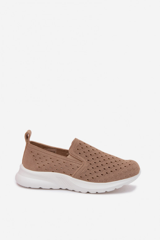 Chaussures slip-on avec éléments ajourés en daim synthétique couleur sable Geressa