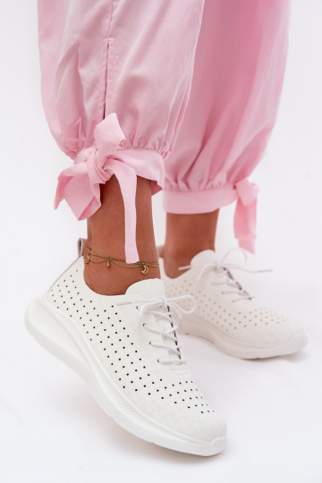 Damen sportliche Schnürschuhe in weißer Farbe Heressa