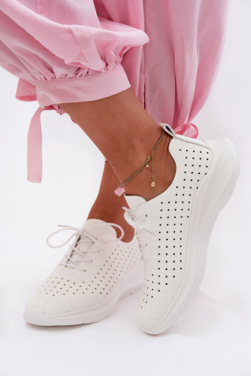 Chaussures de sport à lacets pour femmes en couleur blanche Heressa 2