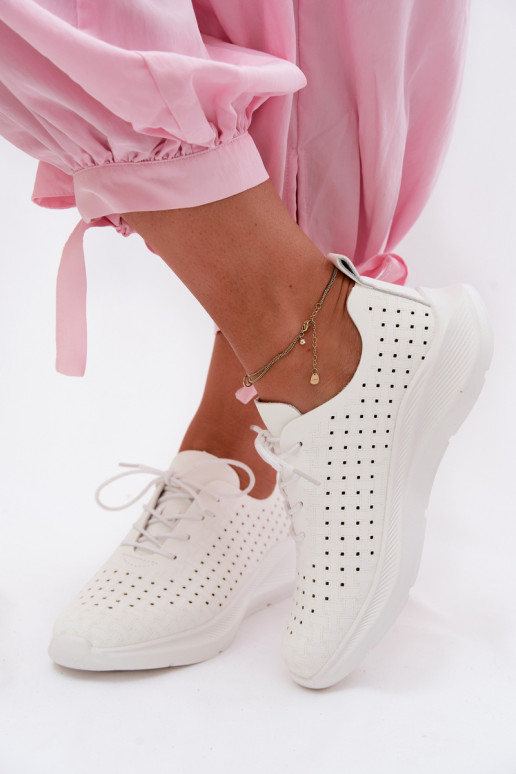 Chaussures de sport à lacets pour femmes en couleur blanche Heressa