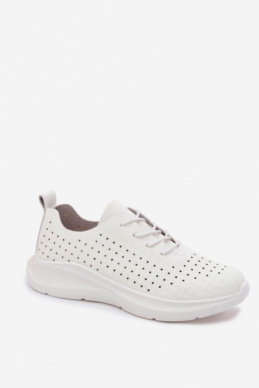 Damen sportliche Schnürschuhe in weißer Farbe Heressa