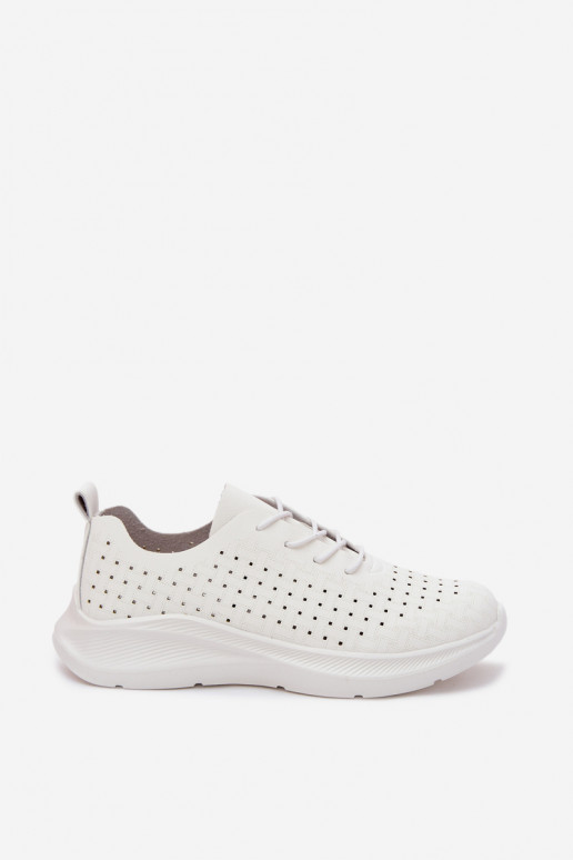 Damen sportliche Schnürschuhe in weißer Farbe Heressa