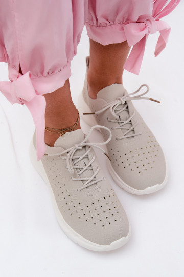 Dames sportieve veterschoenen in grijze kleur Heressa