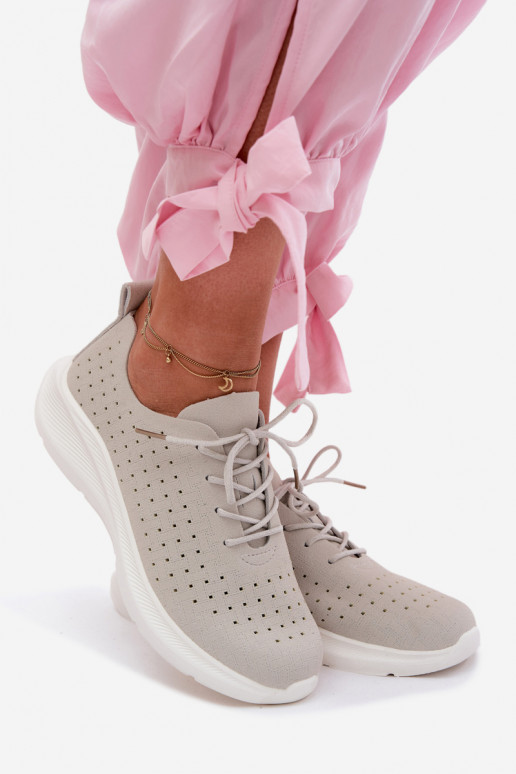 Dames sportieve veterschoenen in grijze kleur Heressa
