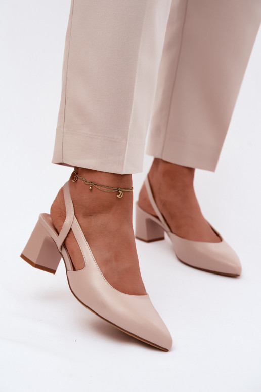 Damen Sandalen mit Absatz Sergio Leone SK472 in creme-rosa Farbe