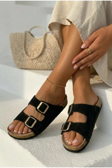 Suede pantoffels Op een kurkzool met gespen zInart Tavira