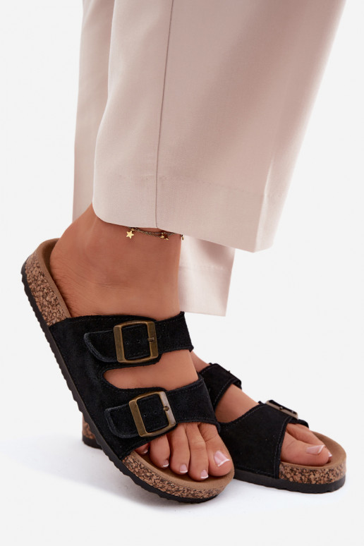 Suede pantoffels Op een kurkzool met gespen zInart Tavira