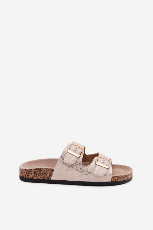 Dames slippers met gespen in gouden kleur Dobby