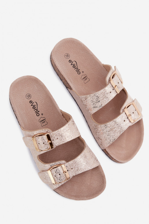 Damespantoffels met gespen gouden kleur Dobby