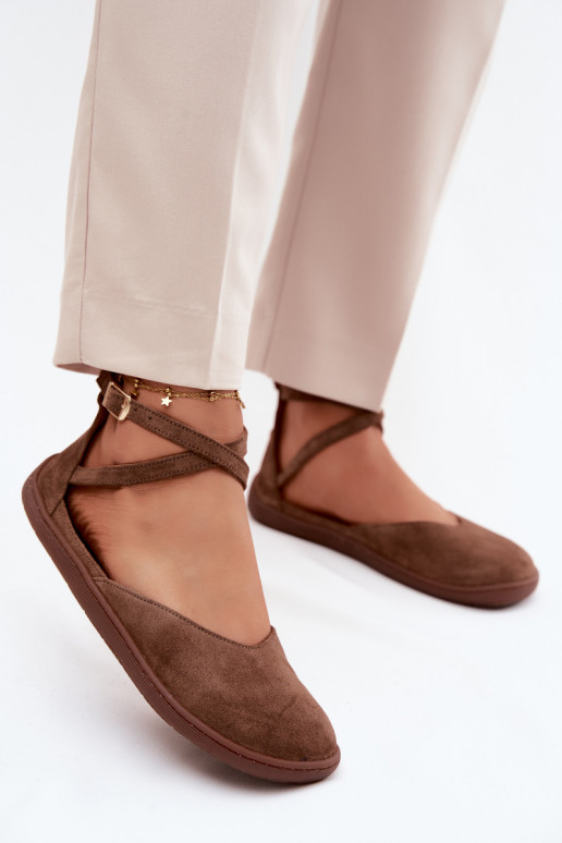 Ballerines en daim Féminin Barefoot avec des bandes Zazoo 320 marron